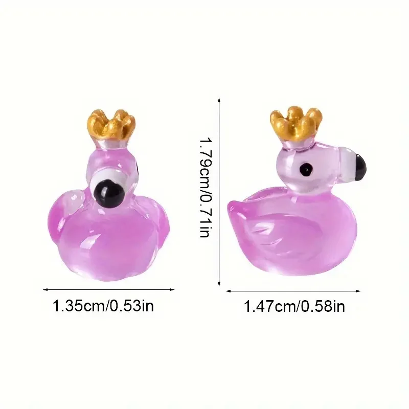 5/10 Pcs Tiny Mini Resin Flamingo with Crown Miniatures, DIY Fairy Garden Crafts Micro Landscape Ornament Accessories Supplies