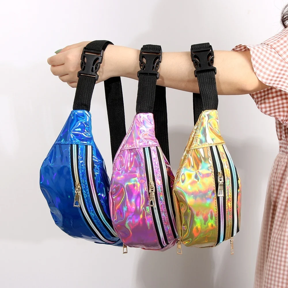 

Multifunction Glitter Storage Bag Hip Purse Satchel Waist Packs Make-up Pouch Fanny Pack Laser Belt Bags