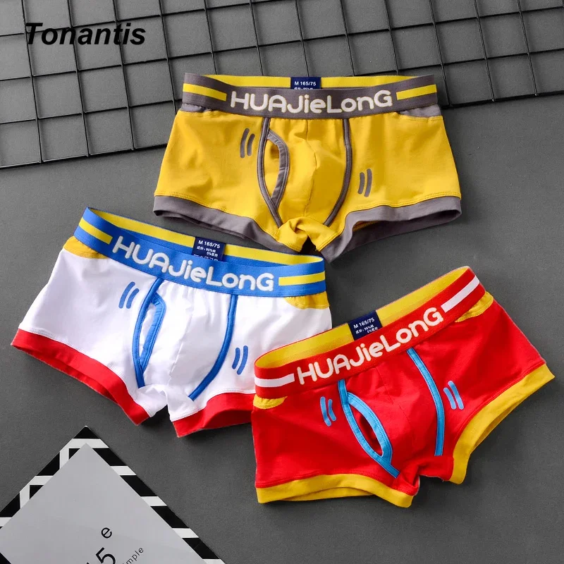 3Pcs/Set Cotton Panties For Men Trendy U Convex Design Boxer Shorts High-quality Underpants Man Fashion Korean Male Shorts