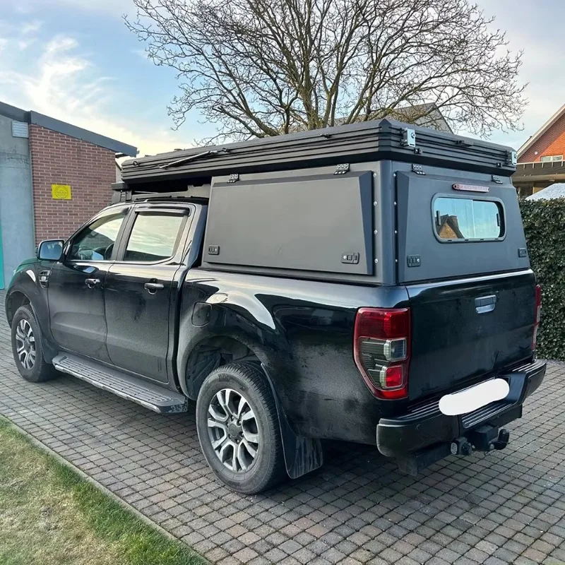 All Season Truck Bed Camper Shell with Lift Up Tent Cabin for Remote Camping Hunting and Outdoor Adventure
