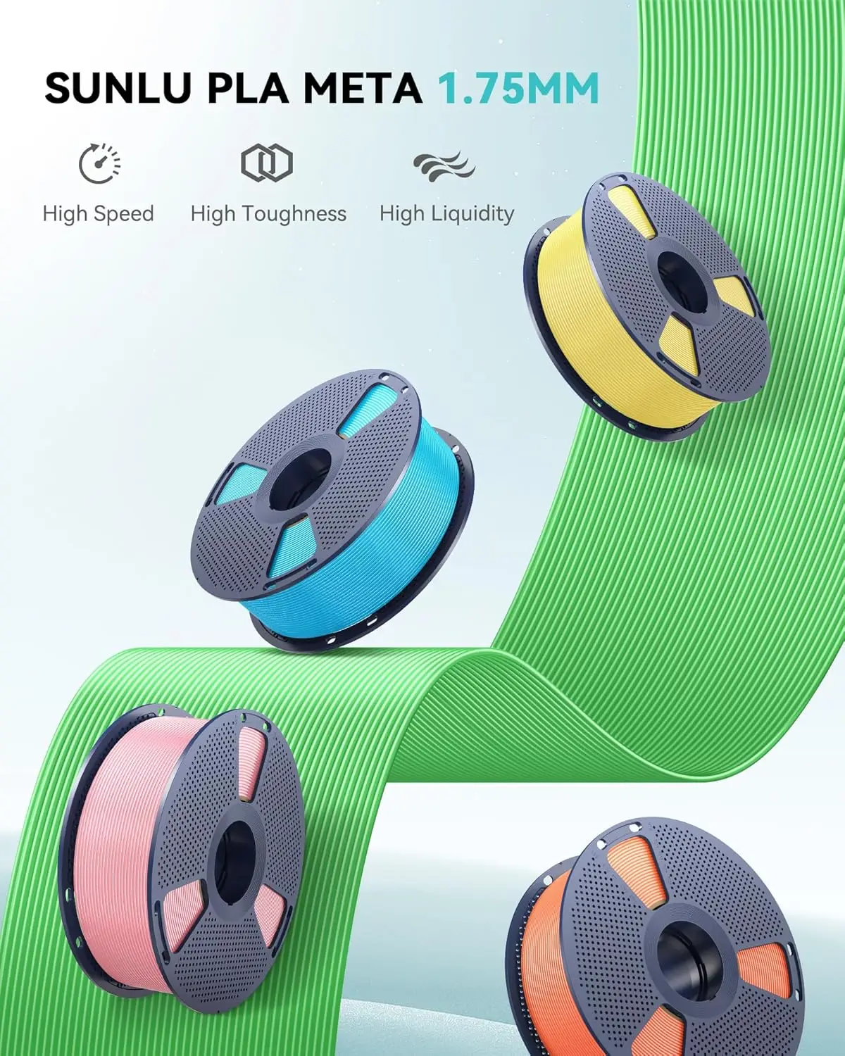 SUNLU PLA Meta خيوط طابعة ثلاثية الأبعاد 4 كجم 1 كجم/لفة 175 مللي متر التسامح +/-0.02 مللي متر خيوط شحن سريع 2-7 أيام