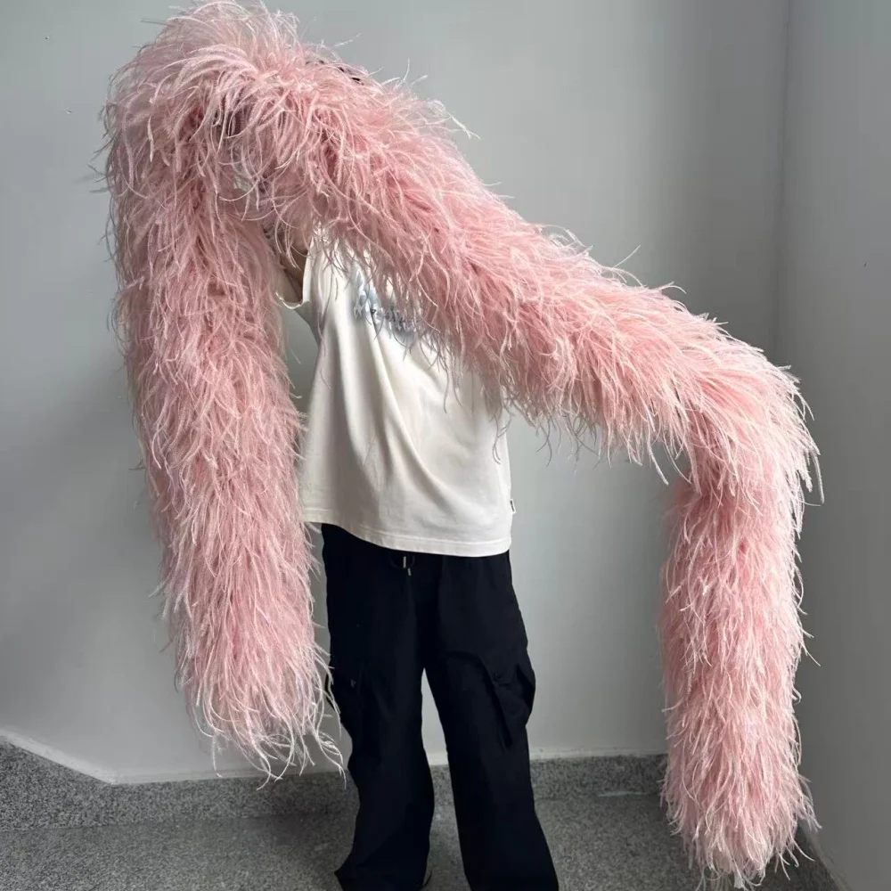 3 6 10 15 20 Ply Boa Dusty Pink Ostrich Feather Decoration Trim 2 Meters for Dress Sewing Costume Wedding Party Craft Ornament