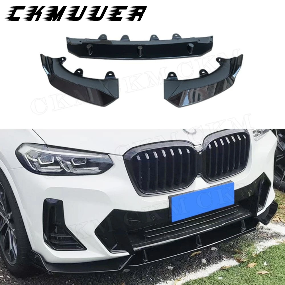 

CKMUUER ABS Gloss Black Car Front Bumper Lip Chin Spoiler Extension Covers Accessories For BMW X3 G01 X4 G02 M Sport 2022+