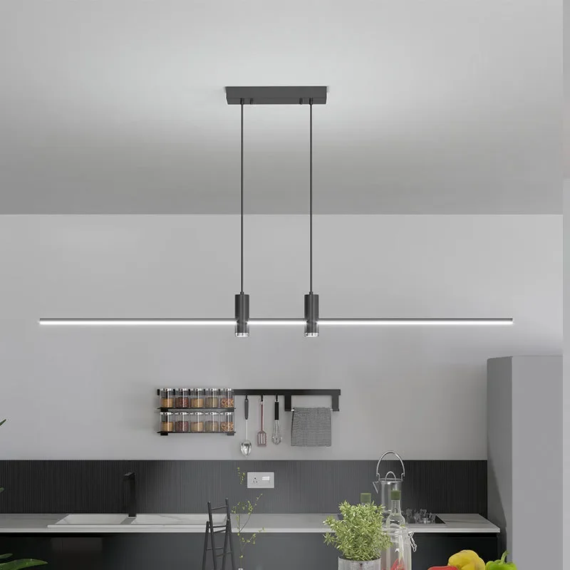Nordic Restaurant Chandelier Minimalist Strip Light Modern Bar Dining Room Table Spotlight Light for Restaurant Led Pendant Lamp