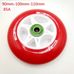 Free shipping speed skate wheel 90mm 100mm 110mm 85A  PU material red wheel