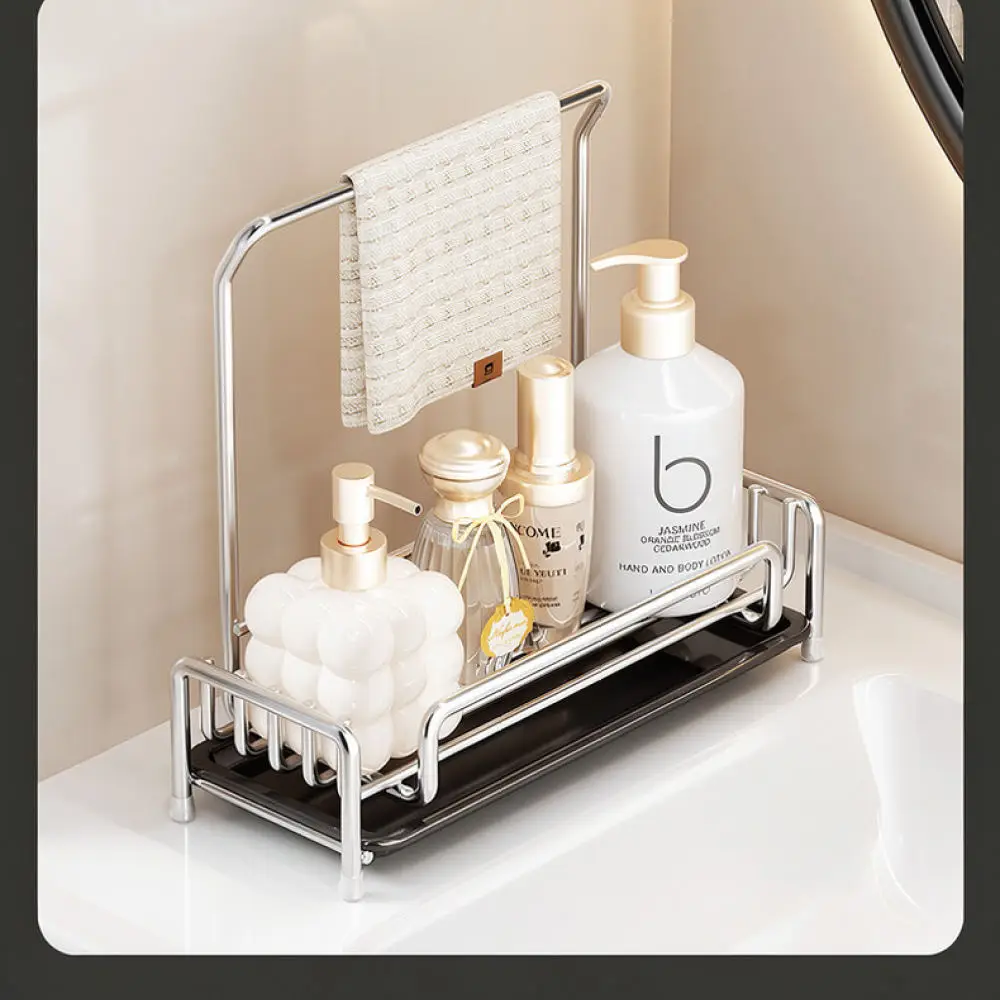 Kitchen Sink Storage Rack Stainless Steel Sponge Holder For Dishcloth Drying Organizer Countertop Gadget Kitchen Essentials Home
