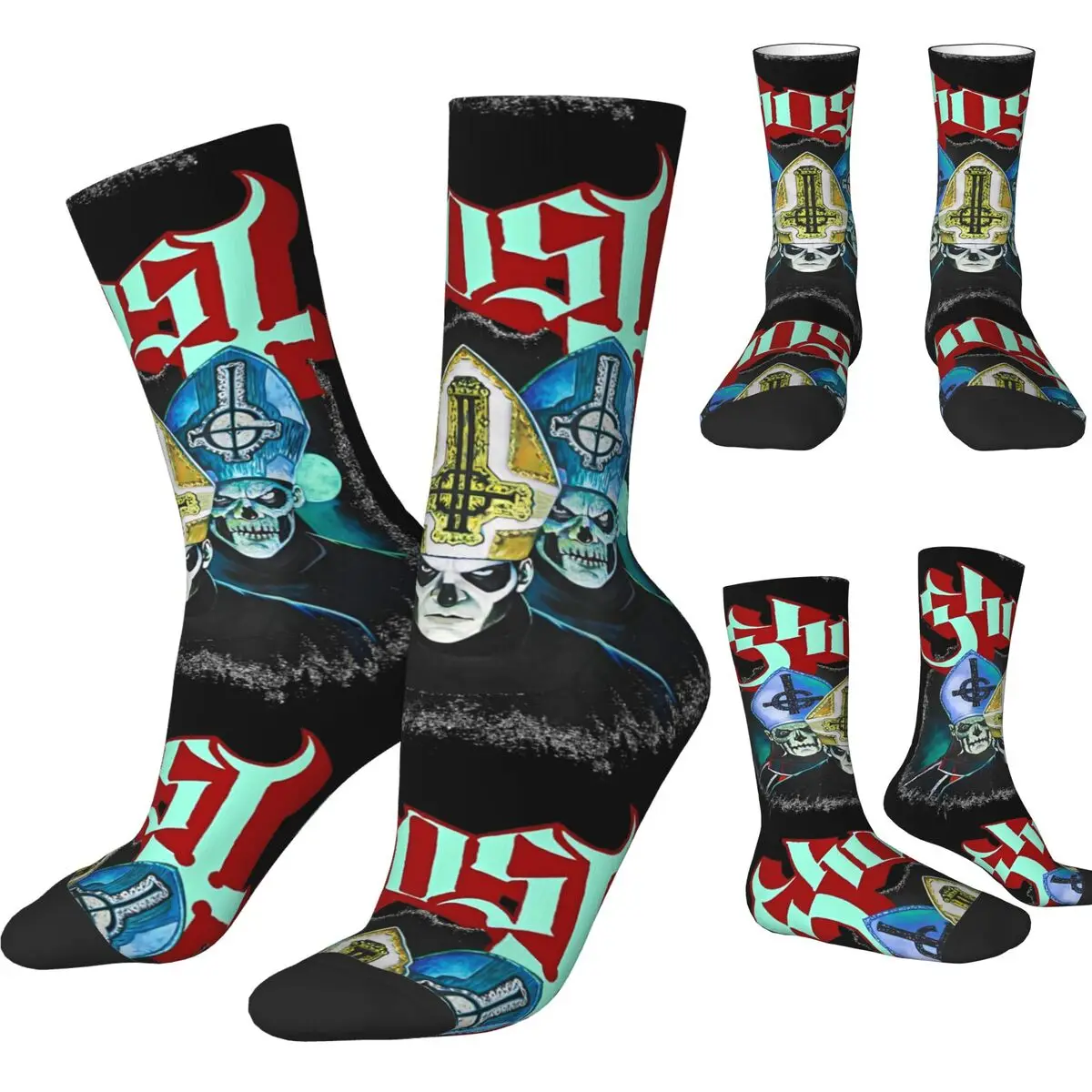 Ghost B.C.Rock Band Stockings Design Vintage Socks Autumn Non Slip Socks Adults Men Outdoor Comfortable Socks