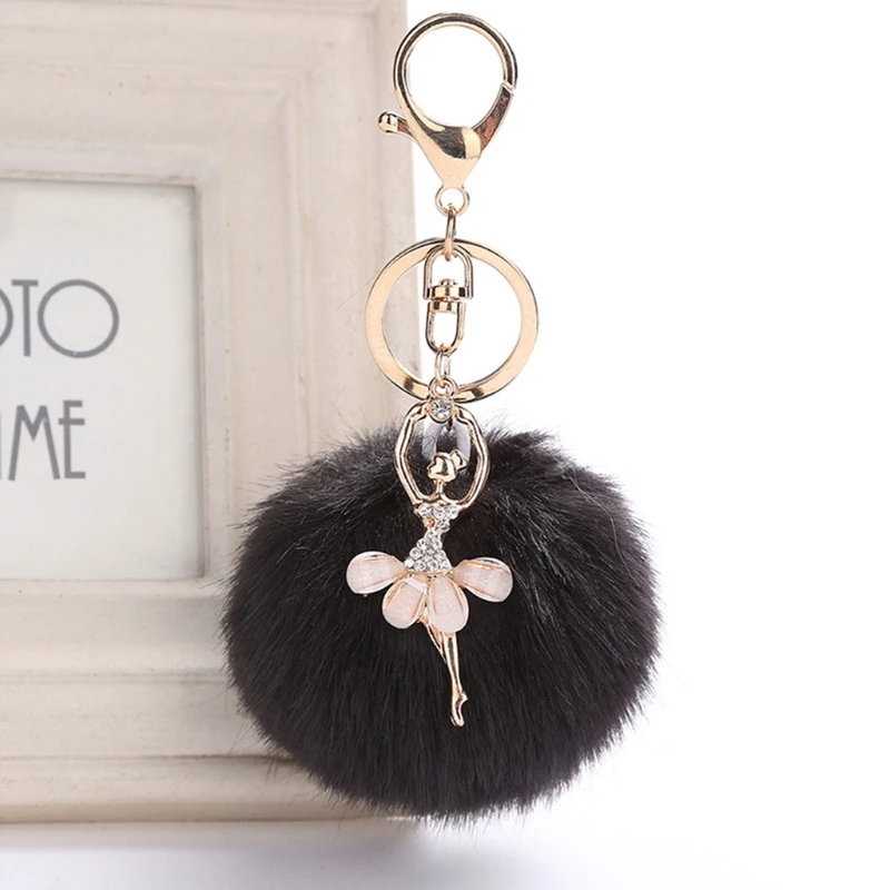 Bonito Rabbit Fur Ball Celular Carro Chaveiro Pingente Bolsa para Chave