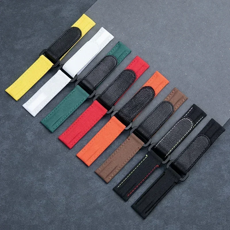 Soft  adjustable high density nylon fabric leather watch band fit for Rolex strap Myrtle submarker GMT Yacht-Master 21mm