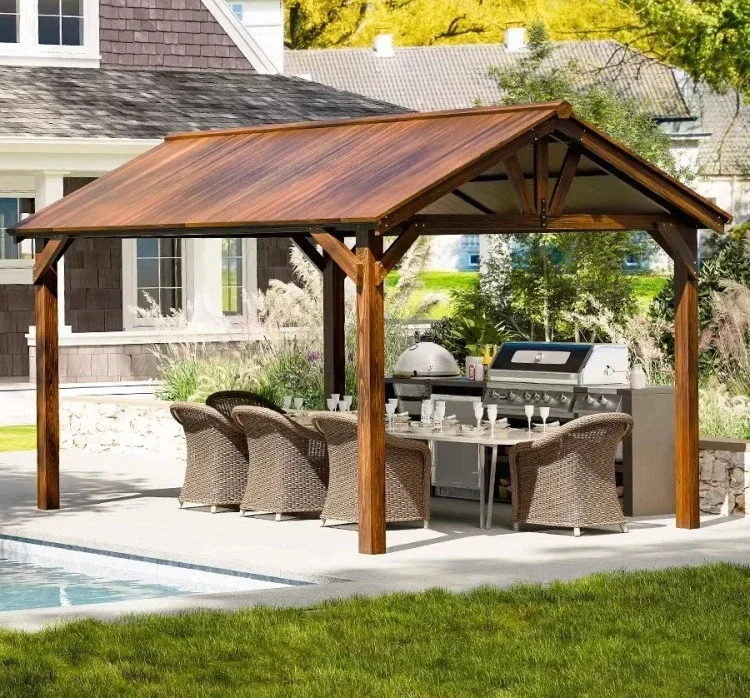 Farmhouse Pressure Treated Wood Patio Canopy Backyard Accent 2026 New Style Long Lasting Finish UV Resistant Waterproof for