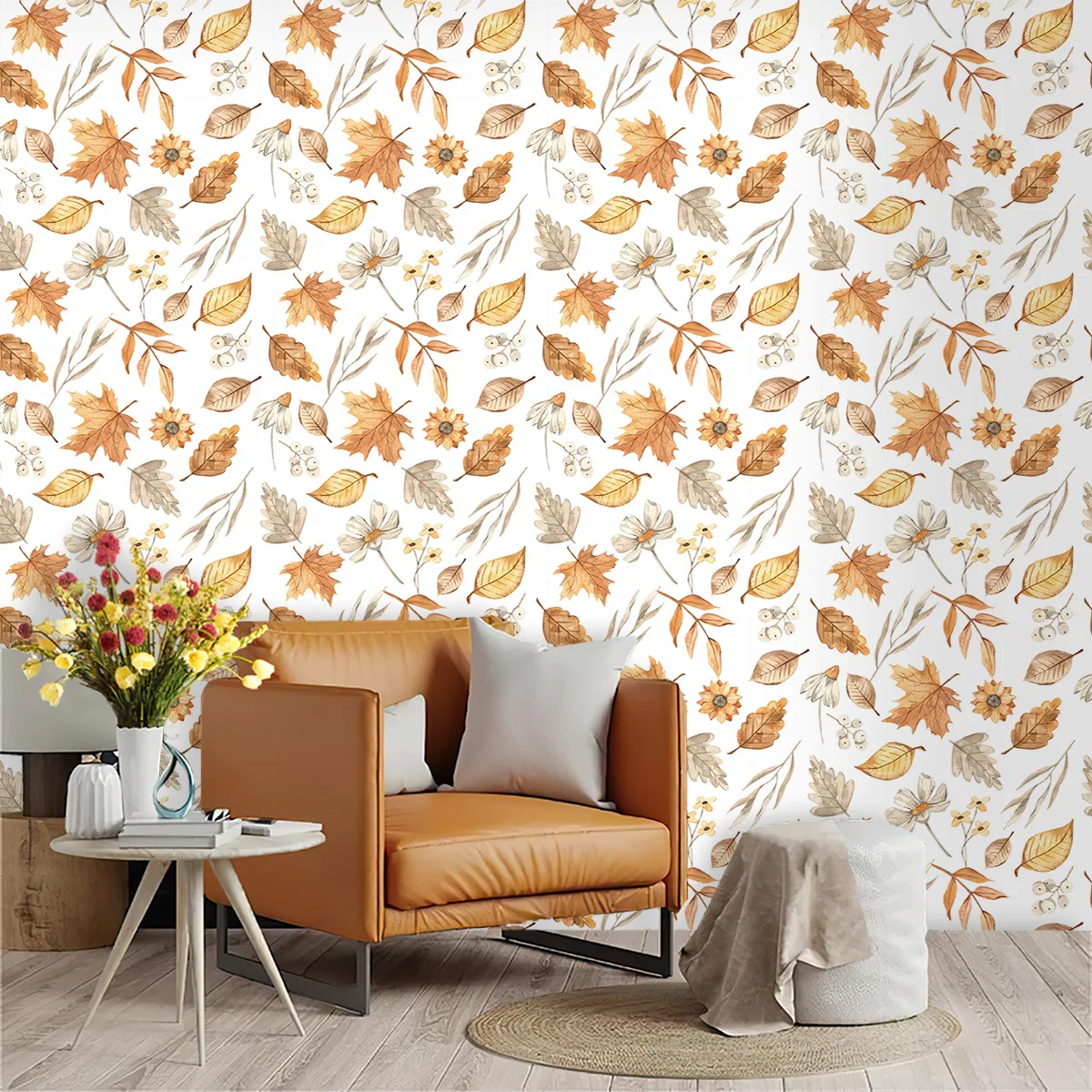 Self Adhesive Botanical Wallpaper Peel and Stick Thick Removable Contact Paper for Bathroom Living Room
