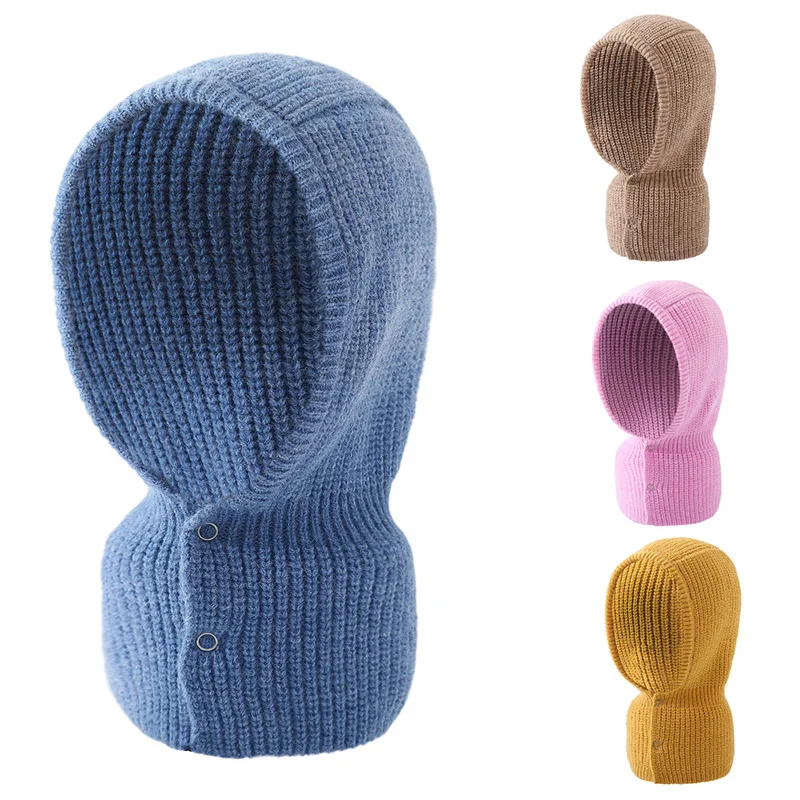 Balaclava Hats for Women Knitted Hooded Hat Winter Balaclava Cap Warm Neck Collar Outdoor Neck Warmer Knit Pullover Beanies Cap