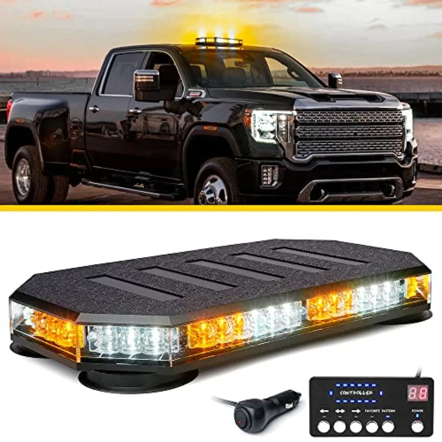 42 LED Roof Top Strobe Beacon Light Bar Hazard Warning Emergency Flashing Plow Lights with Controller for Construction Vehicles