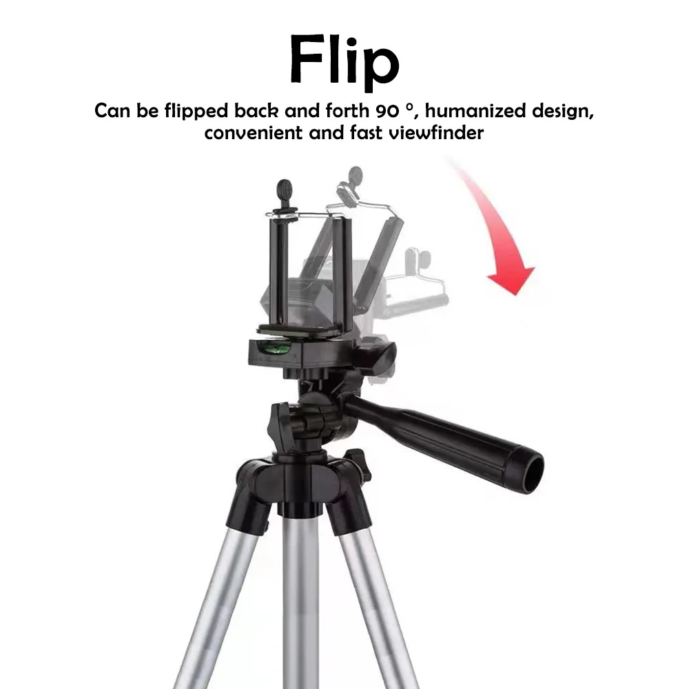 Camera Phone Tripod Foldable Portable Lightweight Aluminum Tripod Adjustable Height with Phone Clip for Gopro iPhone Samsung