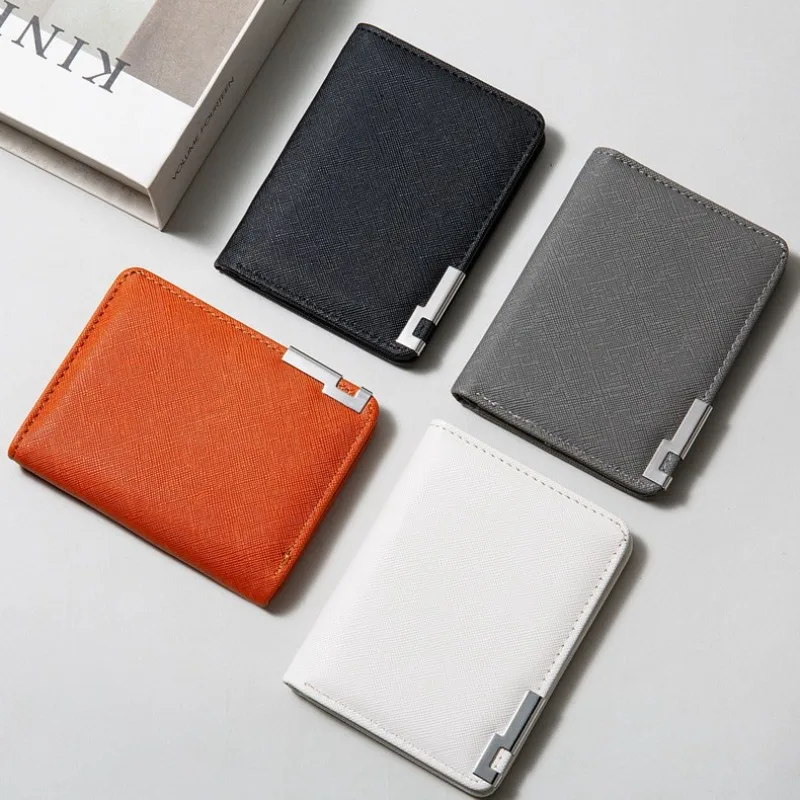 Black Pu Leather Small Slim Business-Style Money Card Wallet Multiple Slots Credit Card and Driver's License Holder Purses Bags