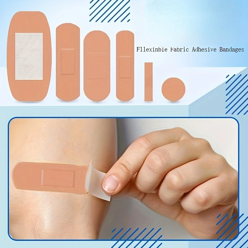 50 Stück verschiedene PE-Stoffverbände, flexible selbstklebende Fingerspitzen-Punktverbände, verschiedene Größen für die Wundversorgung, Erste Hilfe und Heimgebrauch – Detail 5