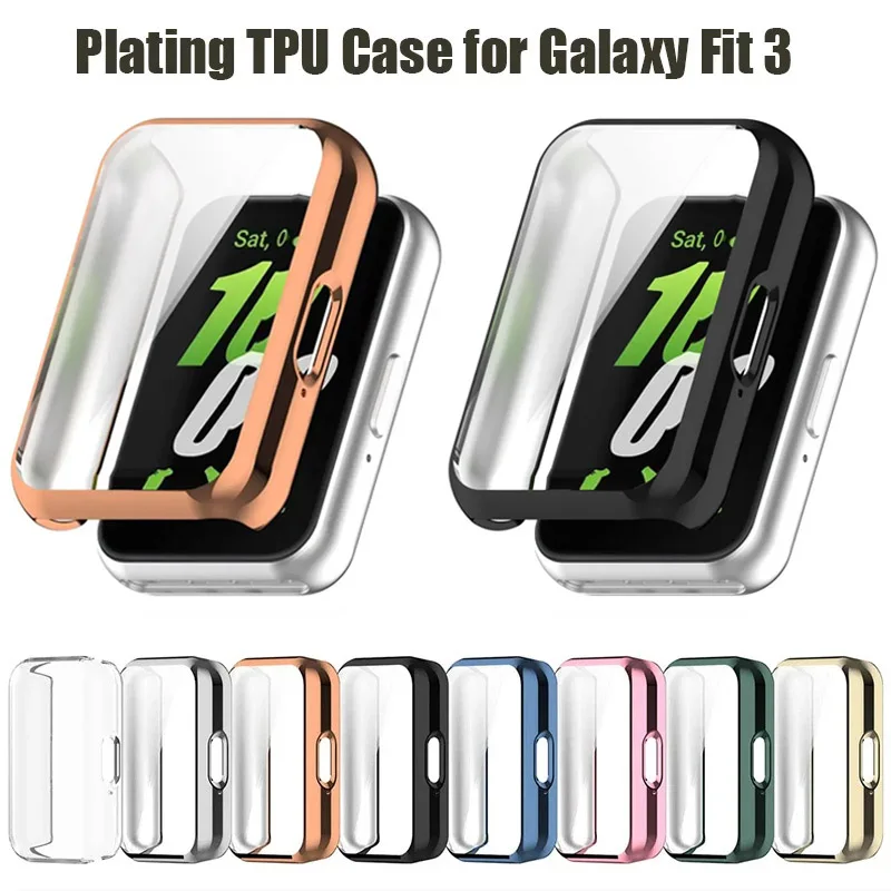 

TPU Case for Samsung Galaxy Fit 3 Smart Watch Plating Screen Protector Full Coverage Bumper Shell Cover for Samsung Galaxy Fit 3