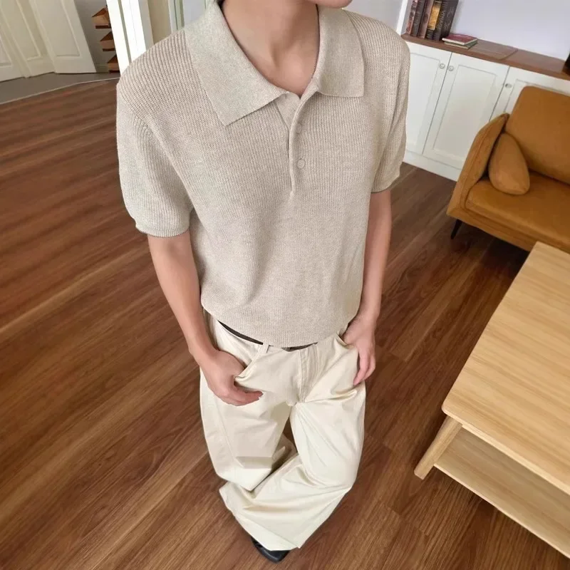 2025 Nuovo lusso estivo in cotone e lino lavorato a maglia floreale Polo a maniche corte per uomo T-shirt girocollo retrò ampia vestibilità comoda