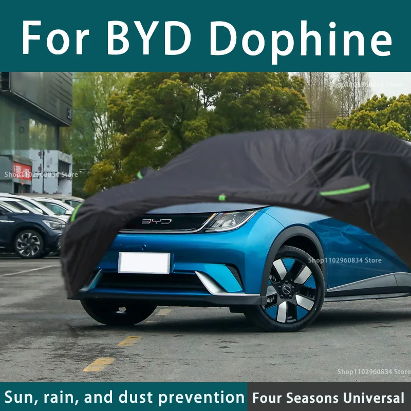 

For BYD Dophine 210T Full Car Covers Outdoor Uv Sun Protection Dust Rain Snow Protective Anti-hail Car Cover Auto Black Cover