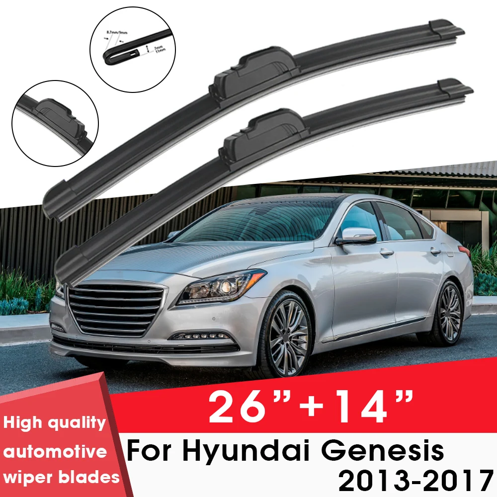 

Car Wiper Blade Blades For Hyundai Genesis 2013-2017 26"+14" Windshield Windscreen Clean Naturl Rubber Car Wipers Accessories