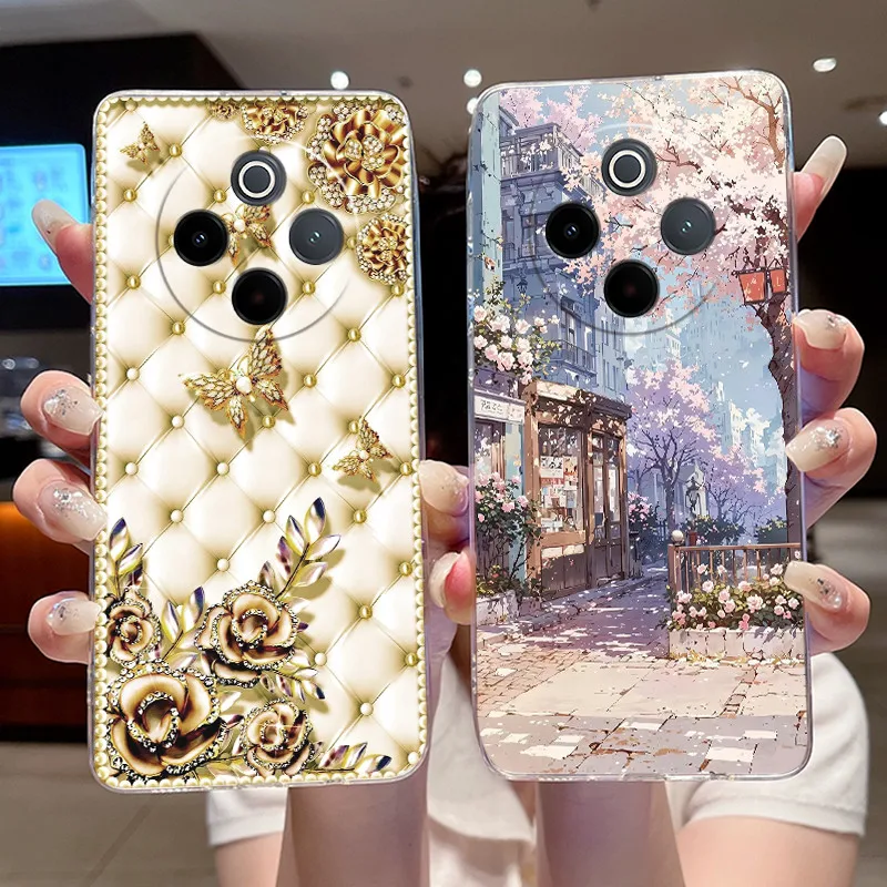 Funda de teléfono suave a prueba de golpes para Vivo iQOO Z10/Y300 Pro/Y300 Pro+ Plus/T4, diseño único, patrón elegante, carcasa transparente de TPU