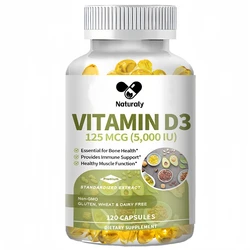 Vitamin D3 5000 IU 125 mcg Vitamin D3 Capsules Healthy Muscle Function Helps Support Immune Health Strong Bones Teeth