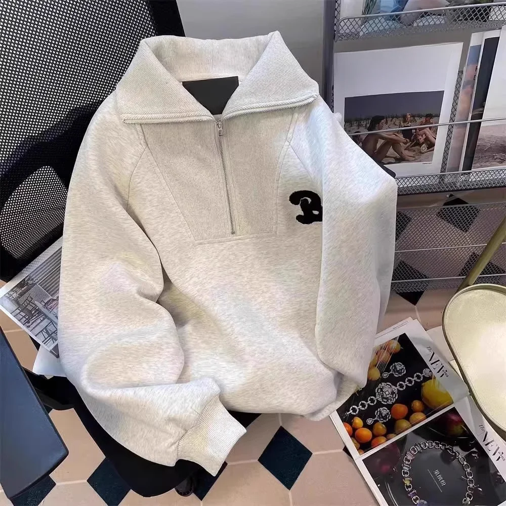 

Мужская толстовка большого размера в американском ретро-стиле, повседневная, осенне-зимняя, на флисовой подкладке, утепленная, с воротником на молнии, модный бренд