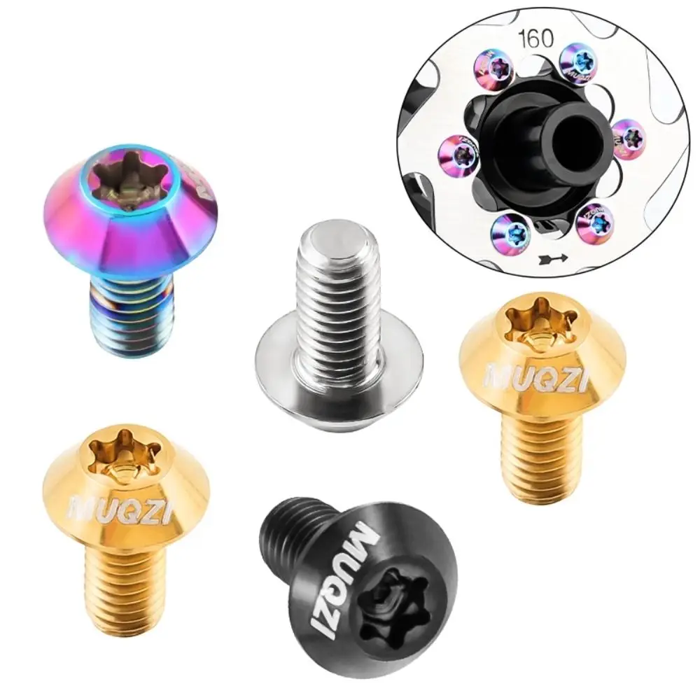 

6pcs Titanium Bike Disc Brake Rotor Bolts M5 X 10mm Fixing Screws Bicycle M5 Brake Disc Screw Durable T25 Torx