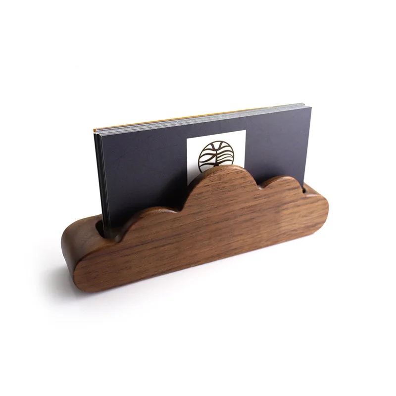 Natural Wood Business Card Holder Pocket Slim Business Card Credit Black Walnut Color Business Magnetic Card Case