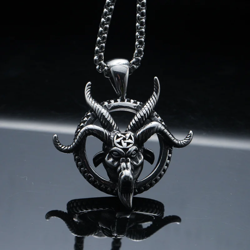 Exquisite und einfache Edelstahl Gothic Goat Head Street Hip-Hop Anhänger Halskette Vielseitige Temperament Schmuck Geschenk