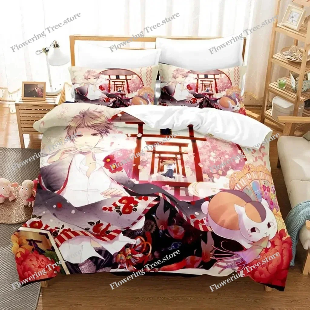 Anime Natsume Book of Friends Nyanko Bedding Set Boys Girls Twin Queen Size Duvet Cover Pillowcase Bed Kids Adult