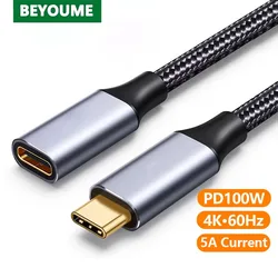 USB Type C Extension Cable 20Gbps USB C to Type-C Data Cable PD100W Fast Charging USB-C Extender Wire For iPhone 15 Pro MacBook