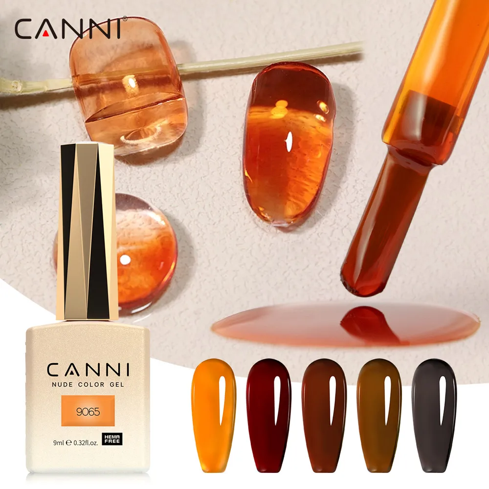 CANNI Jelly Color Gel-Nagellack, kein TPO, durchscheinendes Gel, glatte Konsistenz, Soak Off UV-LED, semi-permanenter Gel-Rundpinsel, 9 ml
