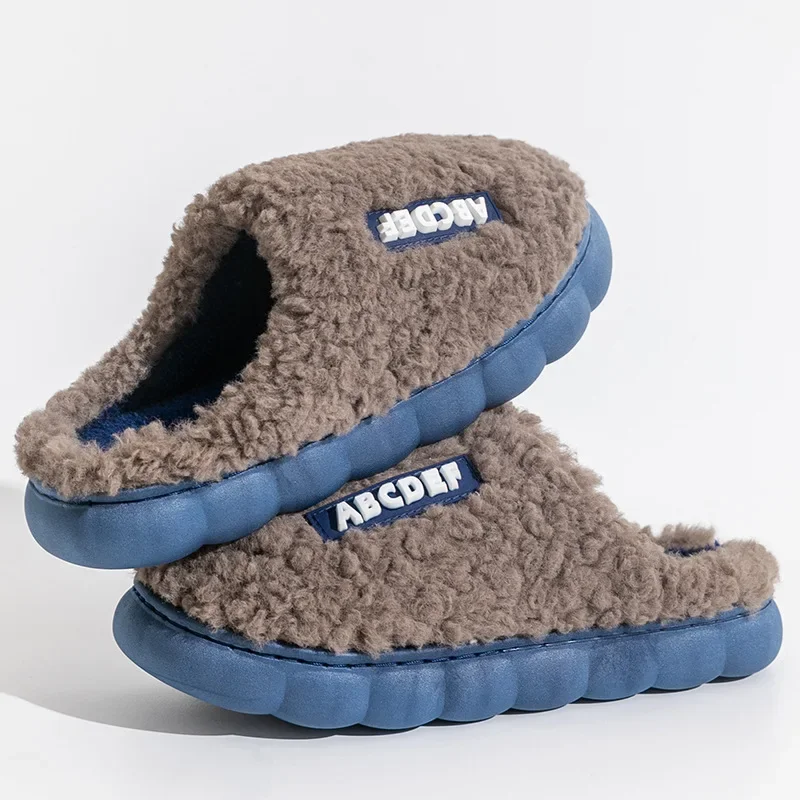 Warm Plush Winter Shoes Men Women Indoor Slippers Letter Anti-slip Soft Fur Couple Home Floor Cotton Slipper House Shoes 2023