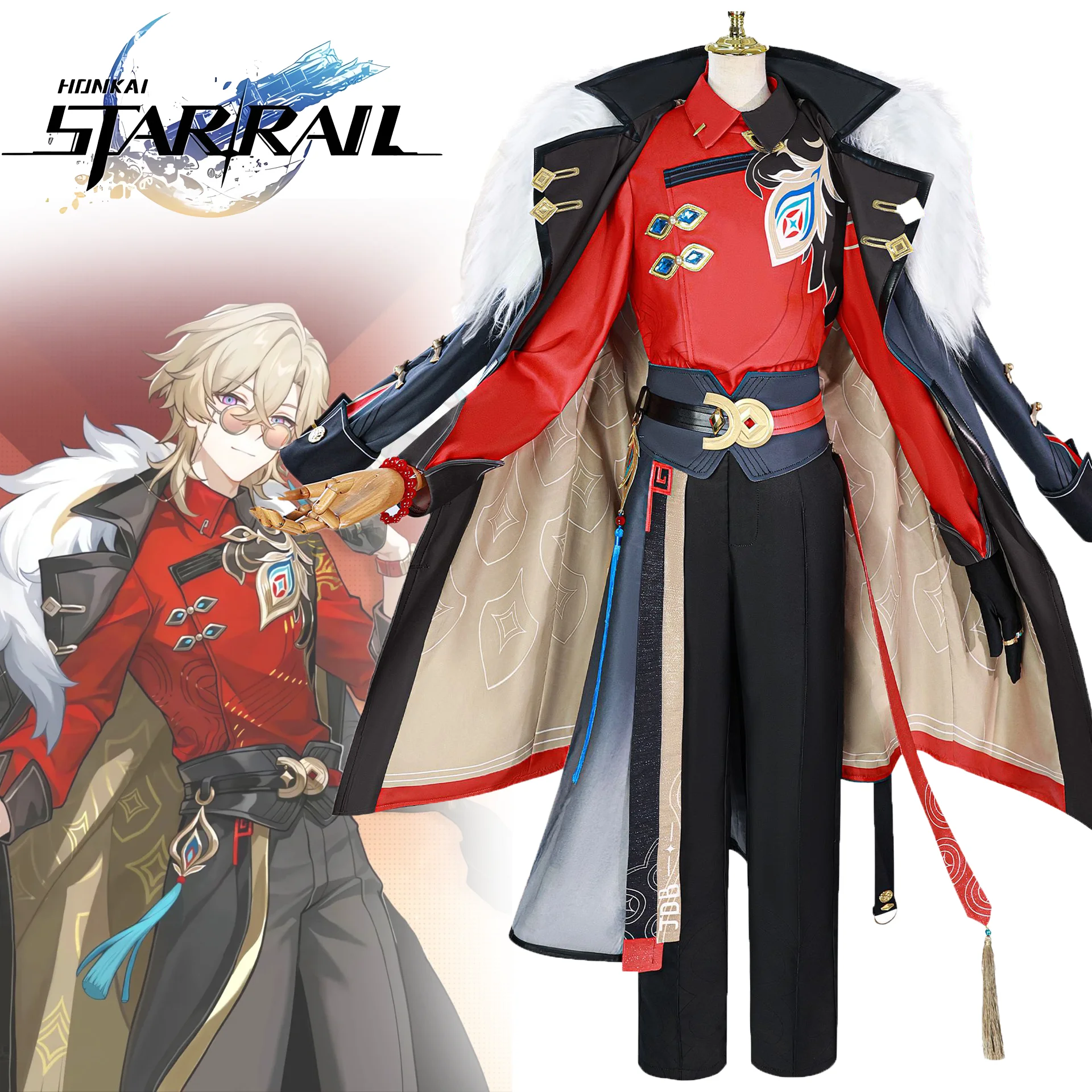 Game Honkai:Star Rail Aventurine Cosplay Costume Adult Men Coat New Year's Uniform Full Set Accessories Suit Outfits