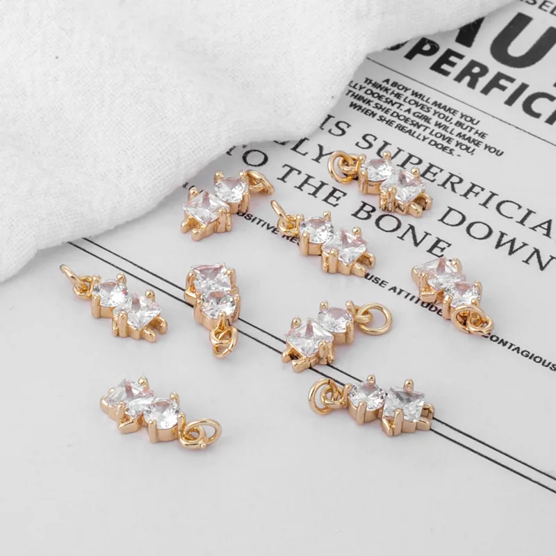 14K Gold Plated Zircon Figure Owl Pendant 6*8mm DIY Jewelry Loose Bead Charms Accessories