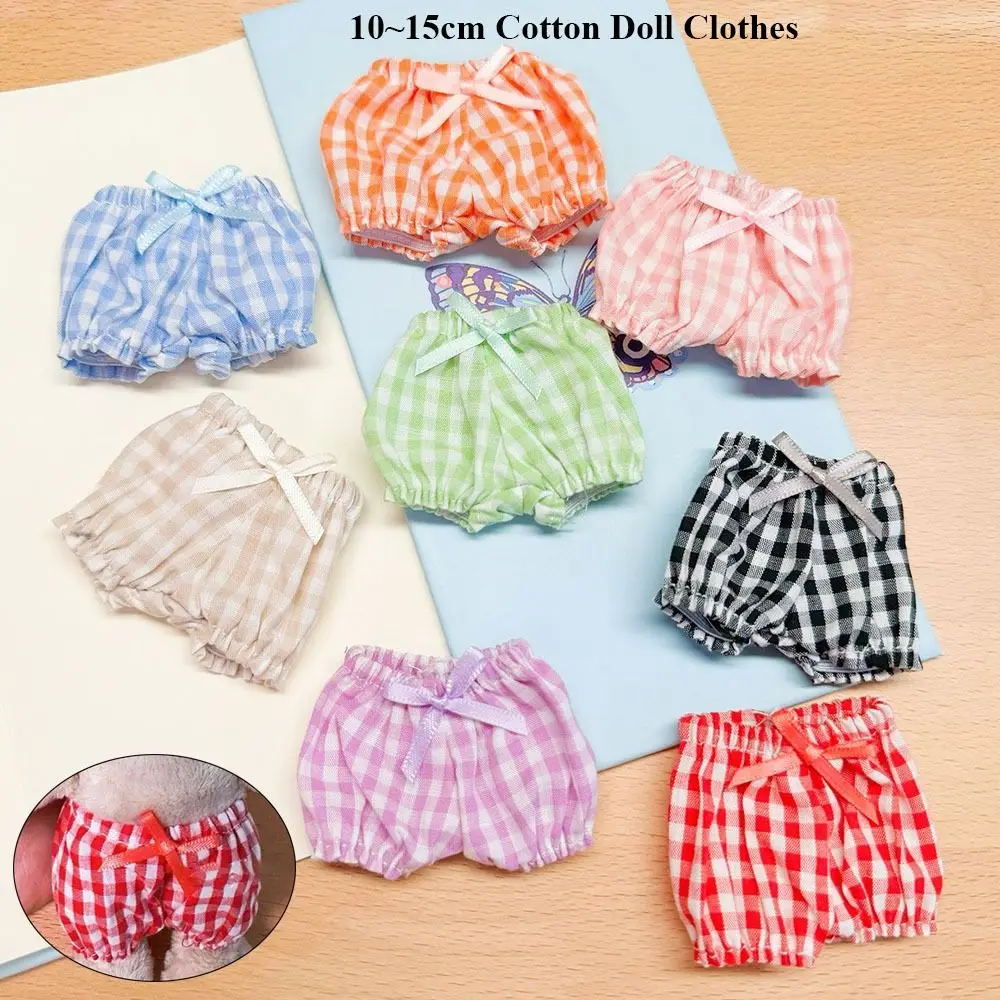 Ropa de muñeca de algodón de 10 ~ 15cm, Mini pantalones elásticos a cuadros, ropa informal para muñeca de algodón, pantalones, accesorios de ropa para muñecas