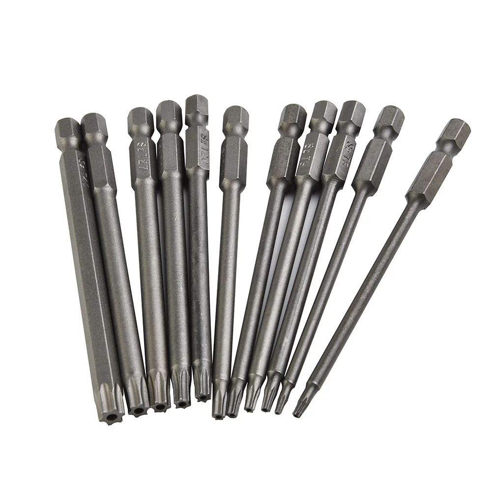 

Complete 11pcs For Torx Screwdriver Bit Set 100MM Magnetic Bits for Electric and Hand Tools Alloy Steel Design