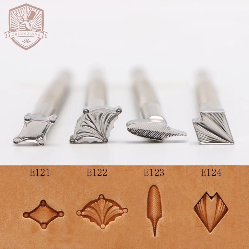 Leather Stamping Tool Armor border Feather pattern E121 E122 E123 E124 Leather Carving Zhongjiang Stamps