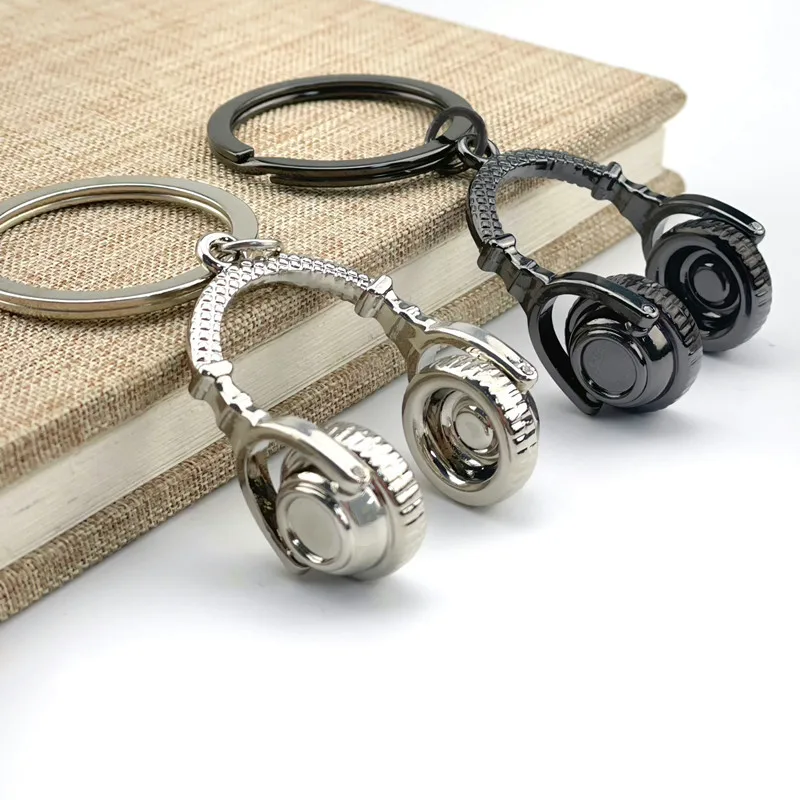 New Punk Music Headset Keychain Microphone Guitar Key Ring Singer Key Chains For Women Men DIY Vintage Party Gifts
