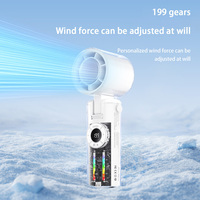2025 New High Quality Transparent Folding High-speed Handheld Cooling Fan 4000MAH Ice Pack Colorful Night Light