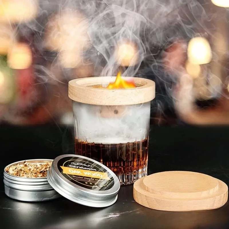 Wooden Smoker Kit for Whiskey Cocktails, Drinks, Kitchen Bar Accessories, and Home Brewing Essentials