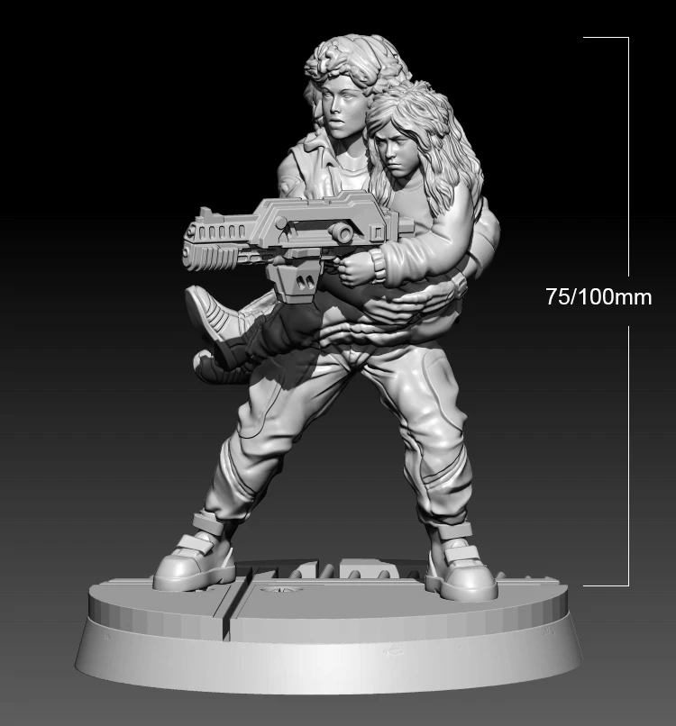 1/18 100mm 1/24 75mm  Resin Figure Model  Female Soldier and Child Sculpture Figure Unpainted No Color RW-412