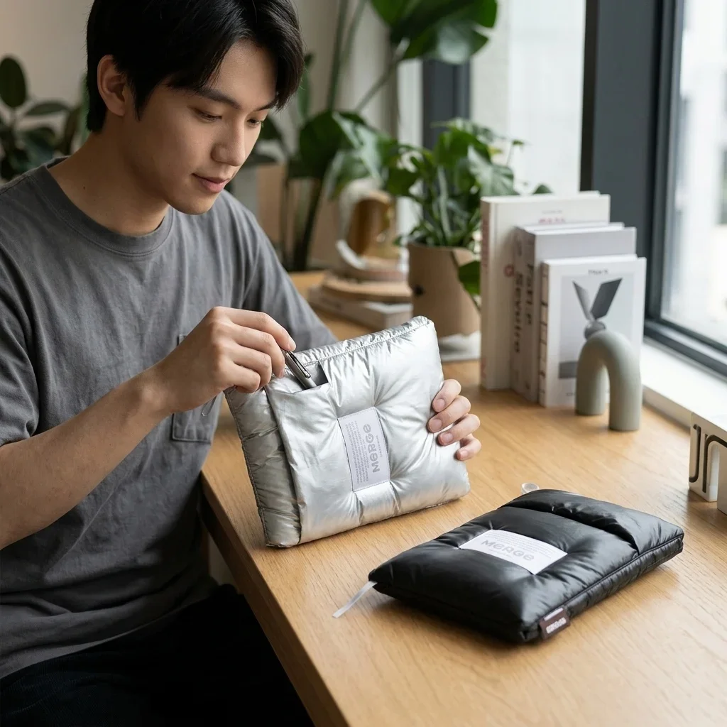 Korean Minimalist Puffer A5 Book Cover Diary Protector Lightweight Travel Passport Bag Reading Stationery Gift