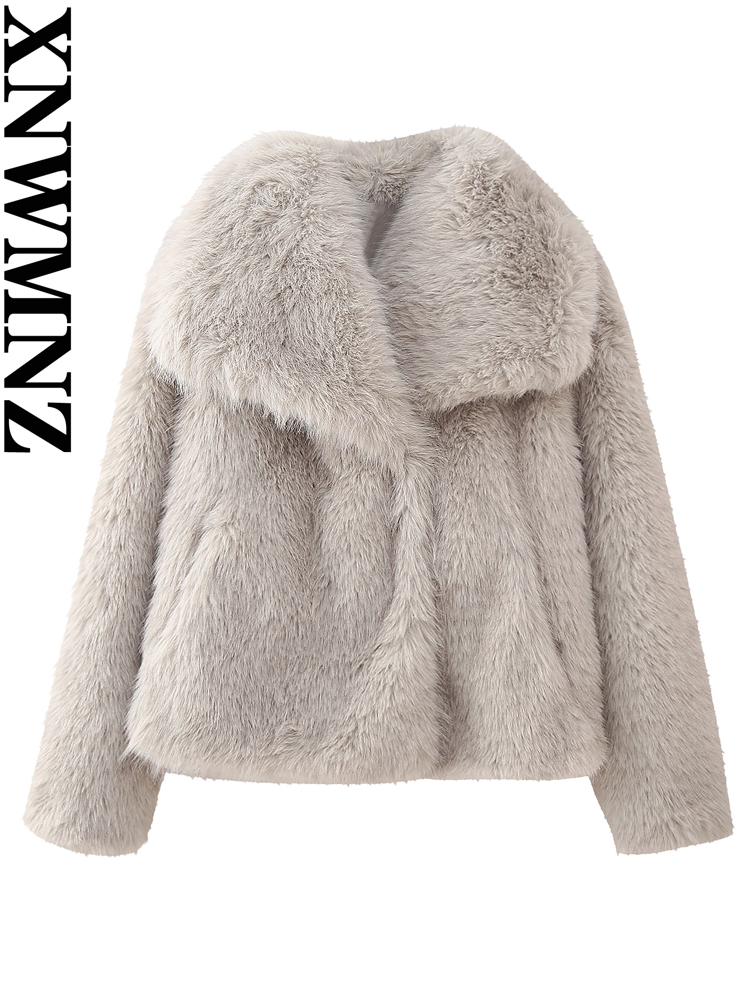 XNWMNZ 2024 Women\'s Fashion Faux Fur Oversized Coats Autumn Winter Thick Warm Jackets High Street Pockets Elegant Outwears