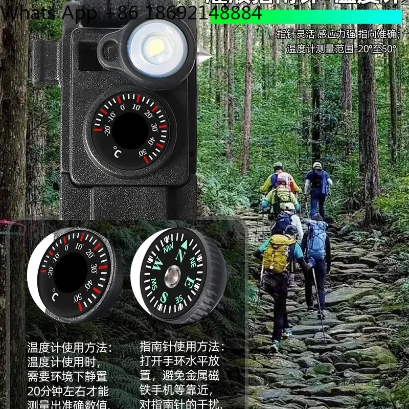 Multifunctional Outdoor Survival Bracelet with Umbrella Rope Stone and Compass for Field Self-Rescue Equipment
