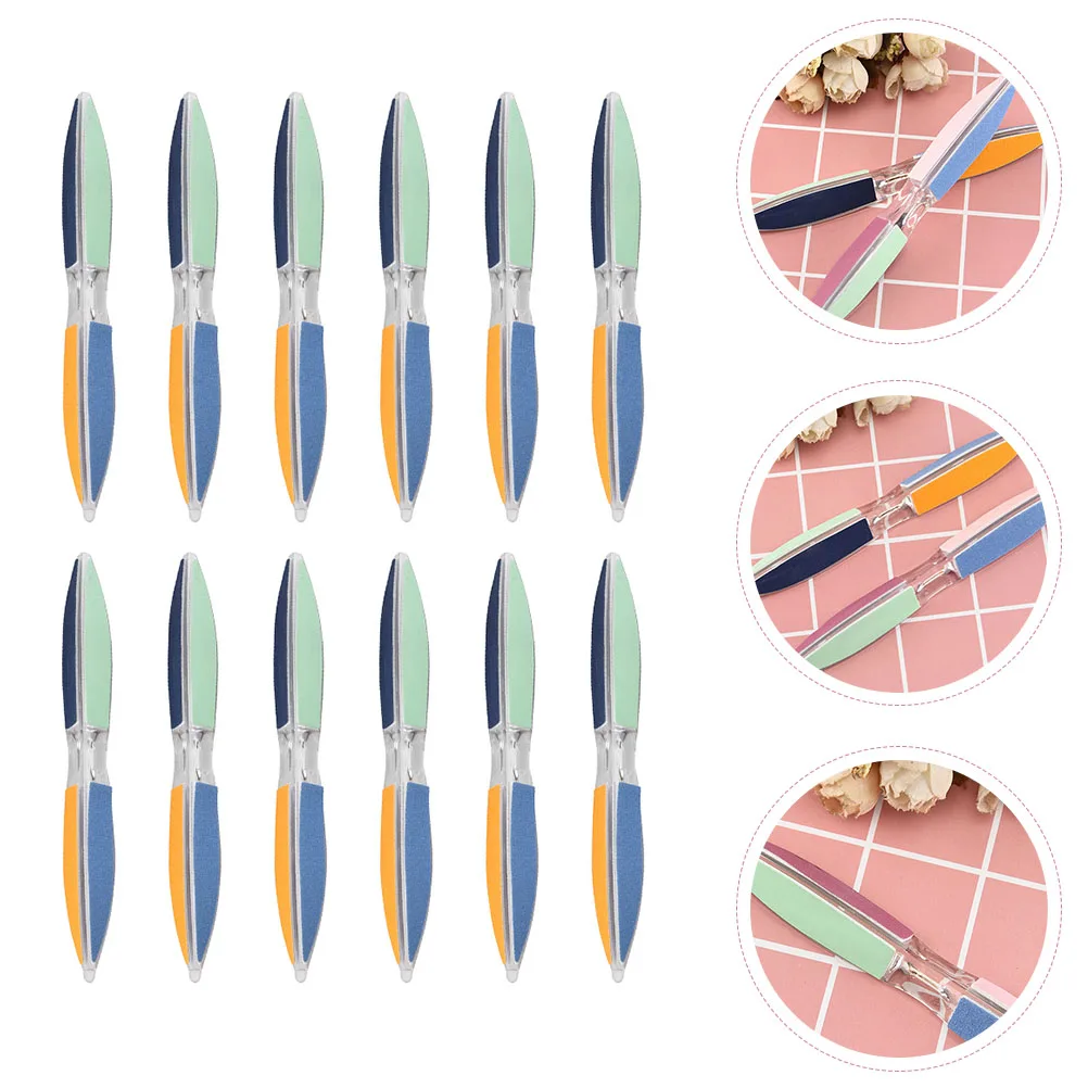 

12pcs Hexagonal Manicure Tools Mixed Color Durable Polishing Files Pedicure Shaping Smoothing Nail Art Files Nail Salon Supply