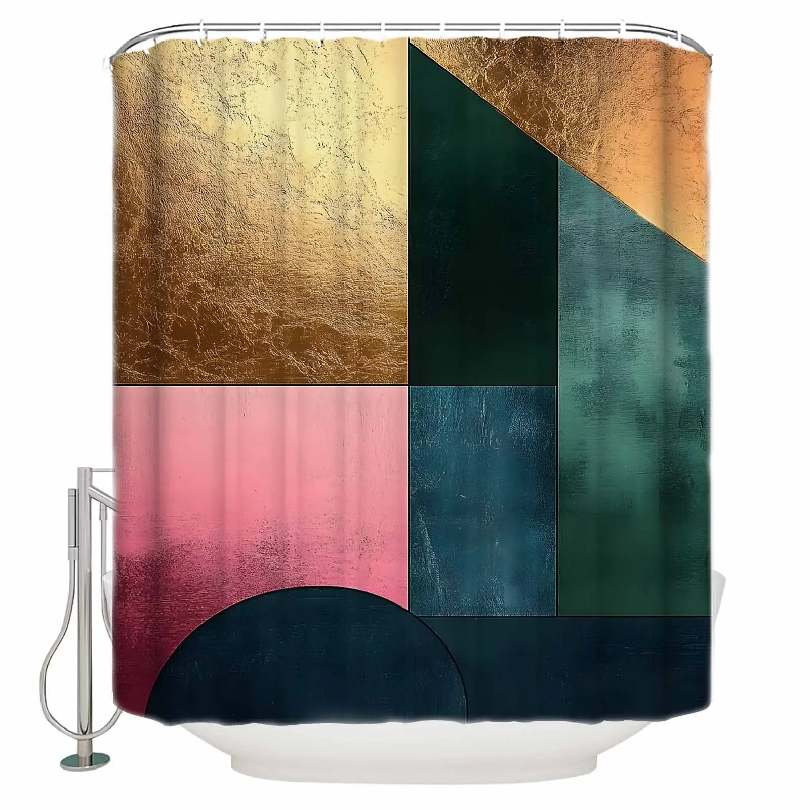 

Абстрактные круглые цветные блоки, занавески для душа, водонепроницаемые занавески для ванной, домашний декор, современная роскошная занавеска для ванной комнаты