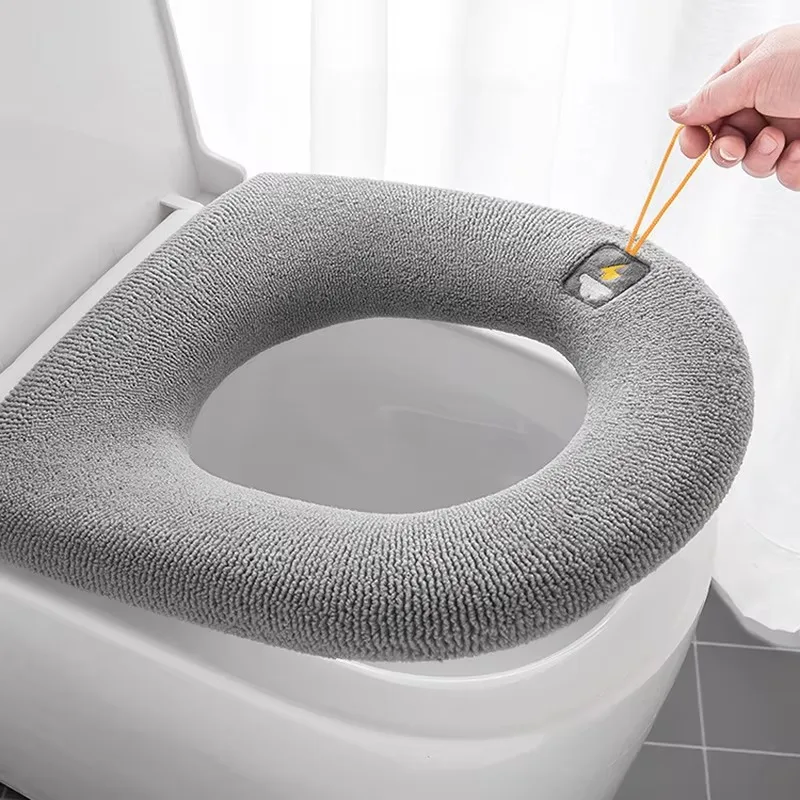 Thickened Toilet Cushion Winter Soft Washable Common Nordic Toilet Seat Pads Household Bathroom Lavatory Cover Set Pedestal