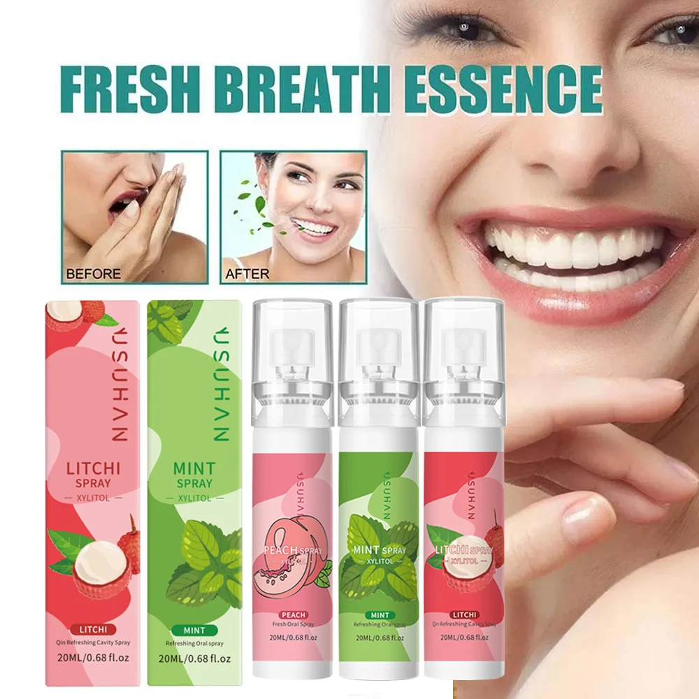 20ml Oral Fresh Spray Fruit Flavor Fresh Oral Spray Mouth Freshener Remove Bad Breath Deodorant Persistent Portable Oral Care